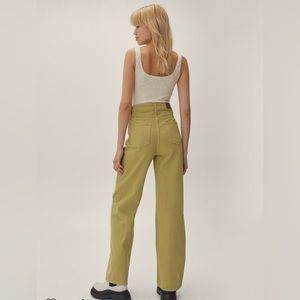 green high rise wide leg jean